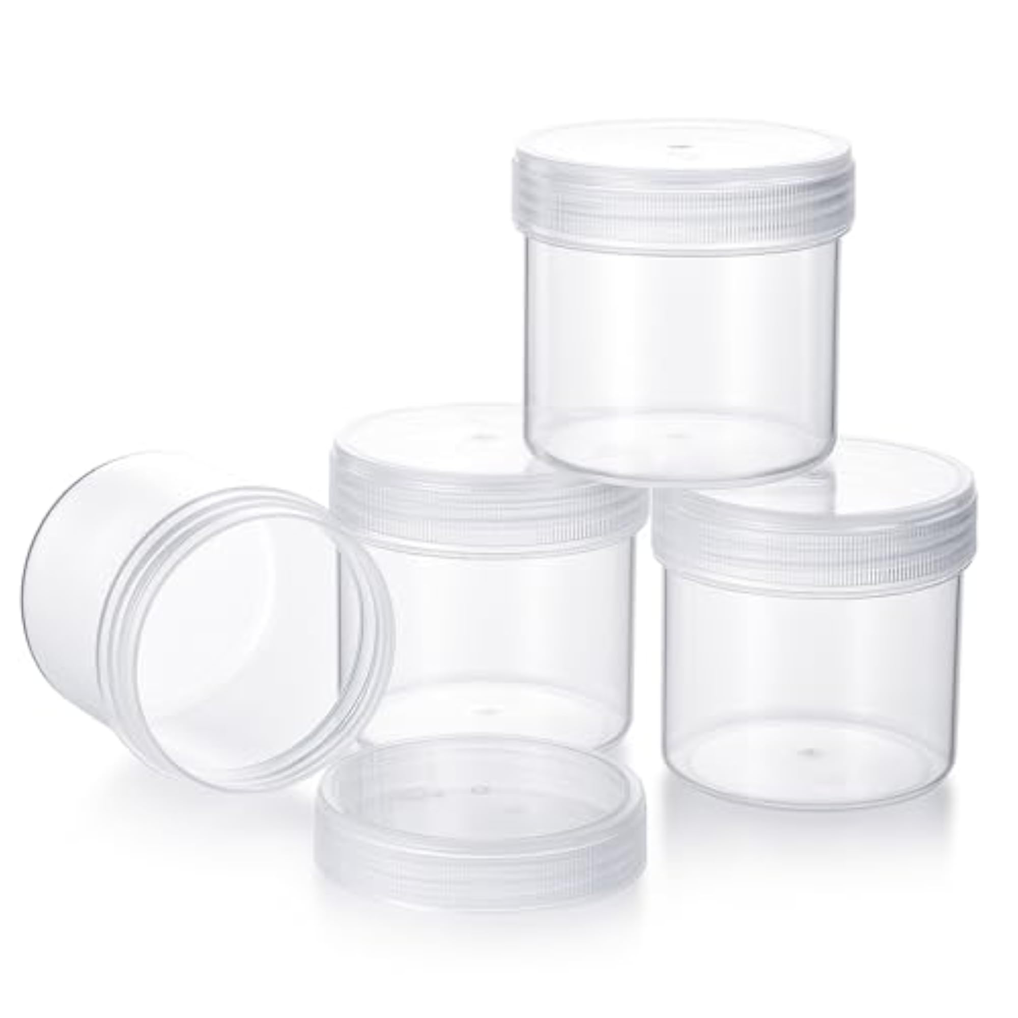 Clear Plastic Jar with Lid, 4 Pack Travel Size Container